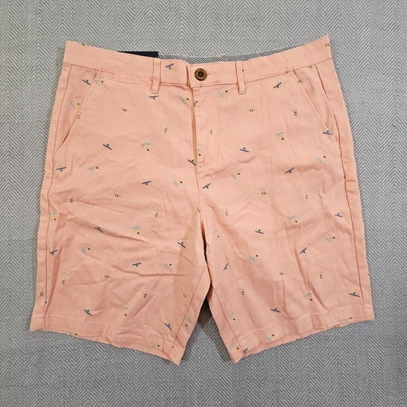 Jachs New York Twill Shorts Men's W32 9" Inseam Pink Surfboard Motif NWT - Picture 1 of 10